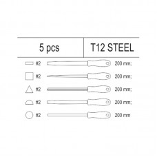 YATO Set 5 pile cu lungimea de 200 mm..